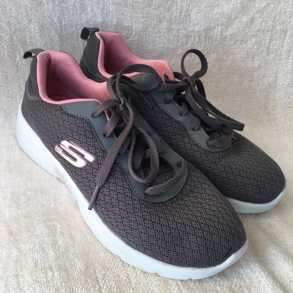 Skechers Dynamight 2.0 Eye to Eye Charcoal Pink Sneakers Women’s.Size 7.5